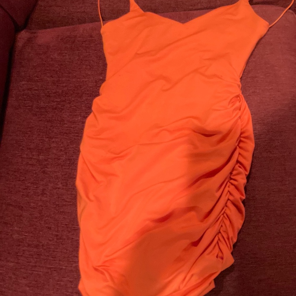 Polly orange body con open back size 2 mini dress